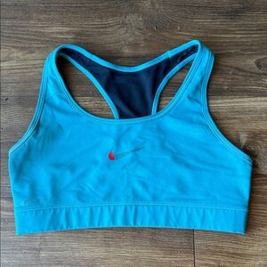 Nike Women's Teal Sports Bra with Red Logo